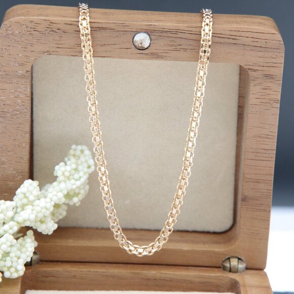 Rose Gold Plated Brass Chain Necklace - Elegant 23.6 Inch Design, XPNL0003 - Picture 1 of 9